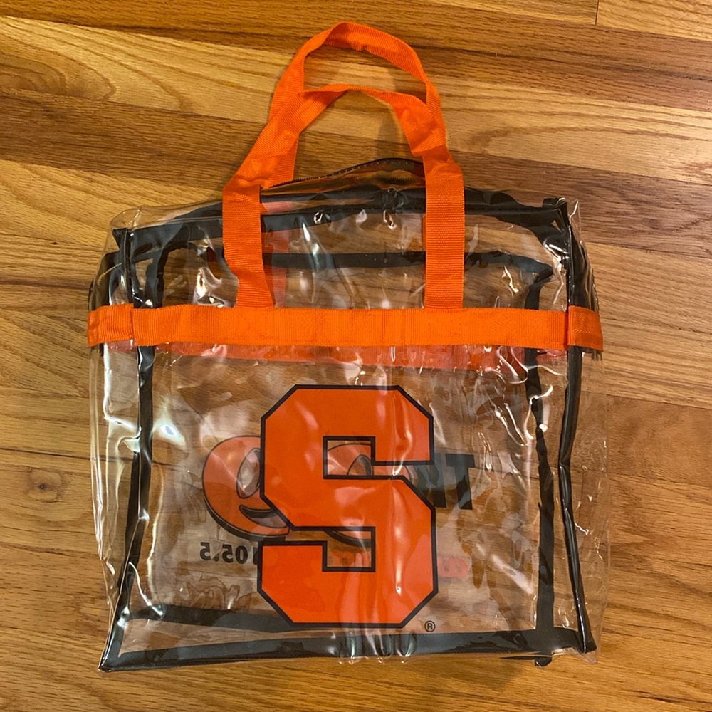 NWOT clear bag see photos for measurements, Syracuse University logo